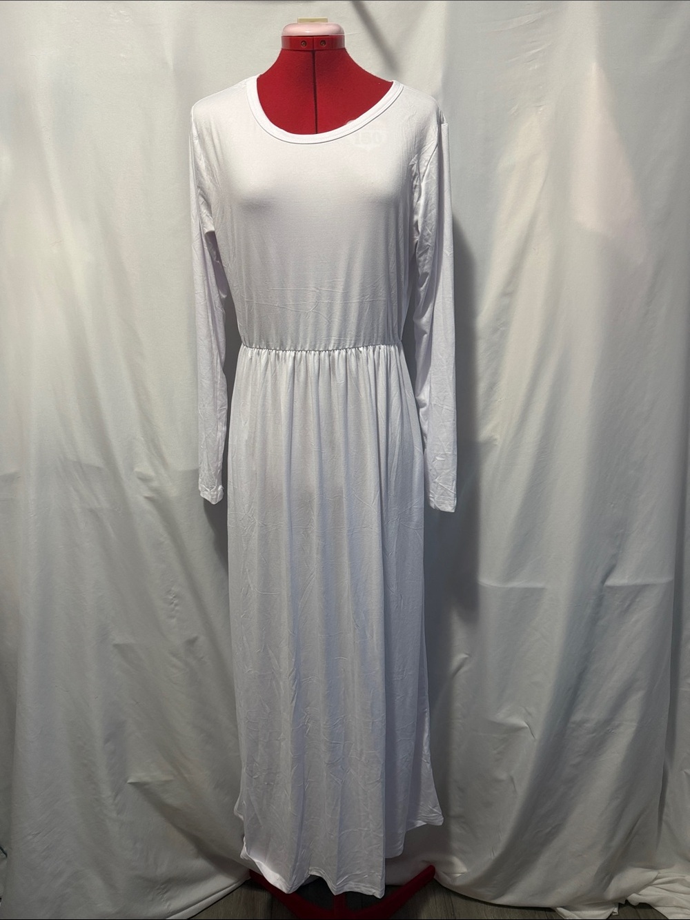Classic White Long-Sleeve Maxi Dress